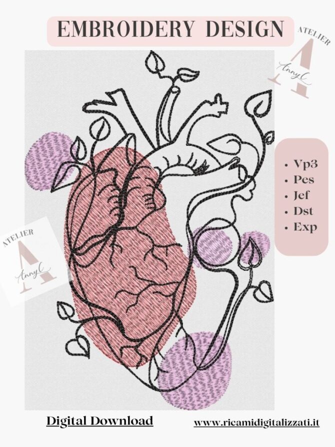 file ricamo cuore umano anatomico